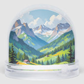Scenic Alpine Landscape – Lush Valley and Snow Schneekugeln (Rückseite)