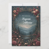 Scenic Alpine Landscape Mauve Floral Oval Wedding Einladung (Vorderseite)