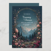 Scenic Alpine Valley Floral Arch Evening Wedding Einladung (Vorne/Hinten)