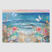 Scenic Coastal Floral Sea Turtles Decoupage  Seidenpapier (Vorderseite)