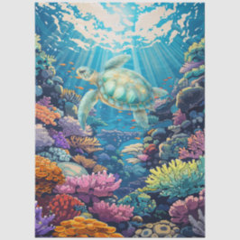 Scenic Coral Reef & Sea Turtle Decoupage  Seidenpapier