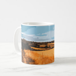 Scenic Country Path Golden Field Retro Kaffeetasse