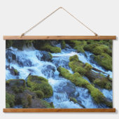 Scenic Forest Waterfall Landscape Wandteppich Mit Holzrahmen (Vorne)
