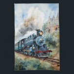 Scenic Landscape a Victorian Train Geschirrtuch<br><div class="desc">A lovely mountain landscape with a Victorian train and a castle in background</div>