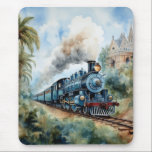 Scenic Landscape a Victorian Train Mousepad<br><div class="desc">A lovely mountain landscape with a Victorian train and a castle in background</div>