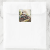 Scenic Landscape a Victorian Train Quadratischer Aufkleber (Tasche)
