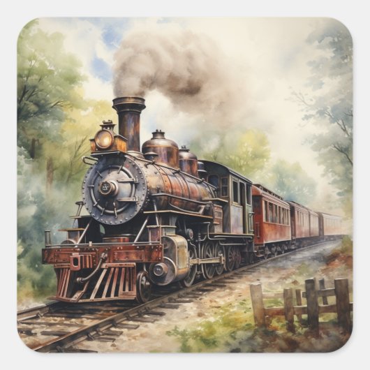 Scenic Landscape a Victorian Train Quadratischer Aufkleber (Vorderseite)