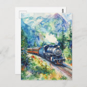 Scenic Landscape with Train Postkarte (Vorne/Hinten)