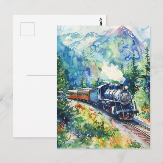 Scenic Landscape with Train Postkarte (Vorne/Hinten)