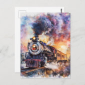 Scenic Landscape with Train Postkarte (Vorne/Hinten)