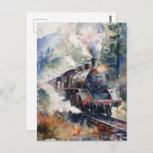 Scenic Landscape with Train Postkarte (Vorne/Hinten)