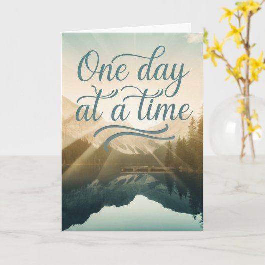 Scenic Mountain Lake "One Day at a Time" card Karte (Gelbe Blume)