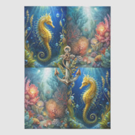 Scenic Ocean Coral, Seahorses & Anchor Decoupage Seidenpapier