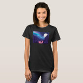 Scenic Polar Bear Silhouette With Moon and Aurora  T-Shirt (Vorne ganz)