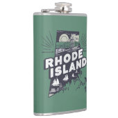 Scenic Rhode Island Retro Silhouette  Flachmann (Rechts)