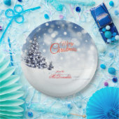 Scenic Snow and Christmas trees Personalize Pappteller (Party)