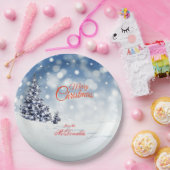 Scenic Snow and Christmas trees Personalize Pappteller (Party)