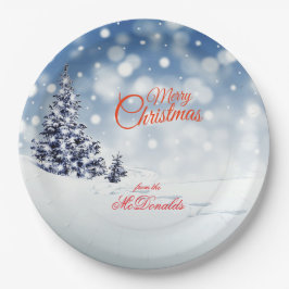 Scenic Snow and Christmas trees Personalize Pappteller