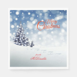 Scenic Snow and Christmas trees - Personalize Serviette