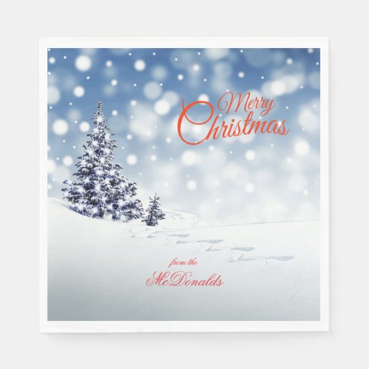Scenic Snow and Christmas trees - Personalize Serviette (Vorderseite)