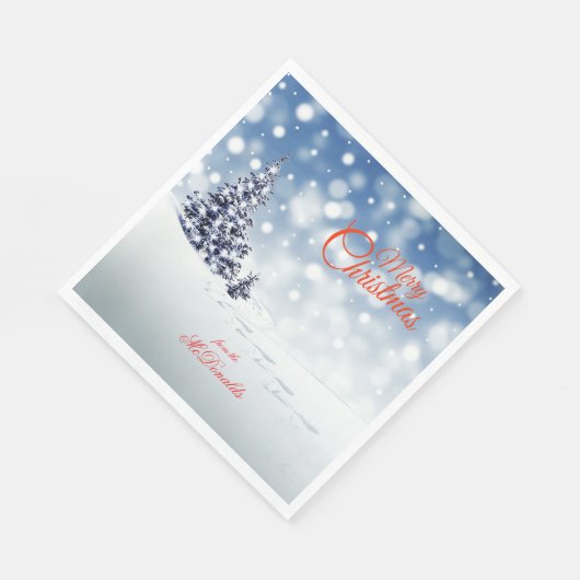 Scenic Snow and Christmas trees - Personalize Serviette (Ecke)