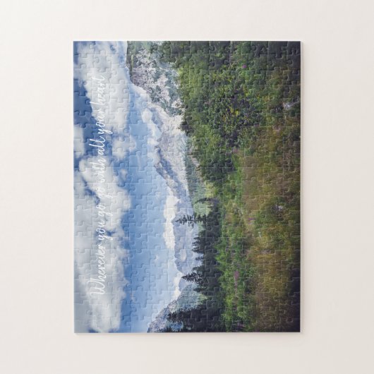 Scenic summer mountain landscape with a meadow puzzle (Vertikal)