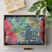 Scenic Tropical Florals Parrot & Butterflies Seidenpapier (Geschenk)