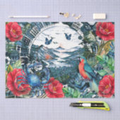 Scenic Tropical Florals Parrot & Butterflies Seidenpapier (Handwerk)