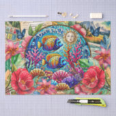 Scenic Tropical Stained Glass Fish Decoupage Seidenpapier (Handwerk)