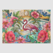 Scenic Tropical Stained Glass Flamingo Decoupage Seidenpapier (Vorderseite)