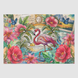 Scenic Tropical Stained Glass Flamingo Decoupage Seidenpapier