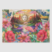 Scenic Tropical Stained Glass Flamingo Decoupage Seidenpapier (Vorderseite)