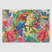 Scenic Tropical Stained Glass Red Macaw Decoupage Seidenpapier (Vorderseite)