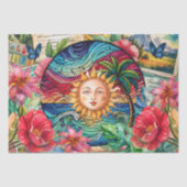 Scenic Tropical Stained Glass Sunset Decoupage Seidenpapier (Vorderseite)