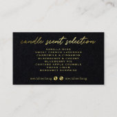 Scent-List-Karte für schwarze und goldene Sohlen Visitenkarte (Rückseite)