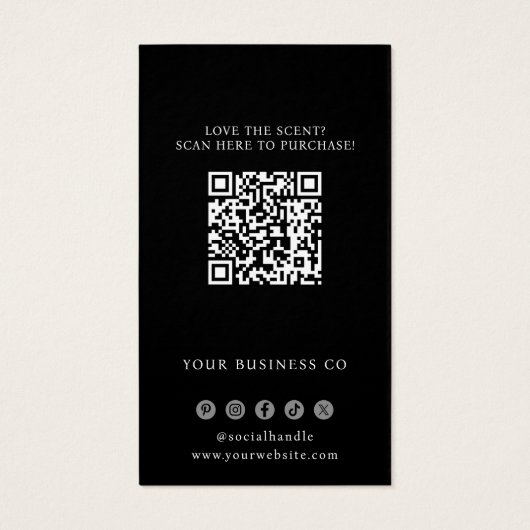 Scent Sample Fragrance Tester Black QR Code Card (Rückseite)