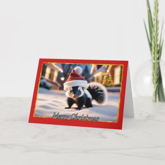 Scent-sational Holiday Skunk Weihnachtskarte Karte (Vorderseite)