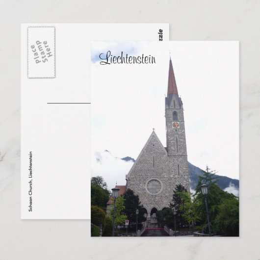 Schaan-Kirche Postkarte (Vorne/Hinten)