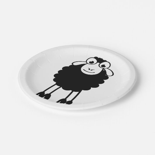 Schaap, witte of zwarte schapen. Dromen of slapen Pappteller (Schrägansicht)