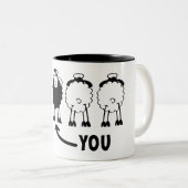 Schaap, witte of zwarte schapen van de familie zweifarbige tasse (VorderseiteRechts)