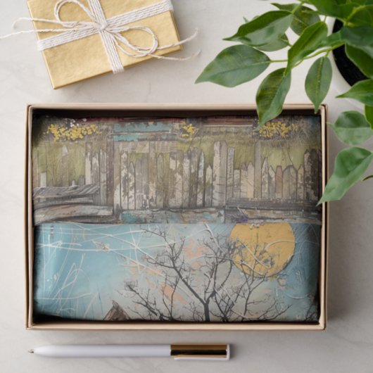 SCHABBAR ROTES FARMHAUS GEMISCHTES MEDIENDECOUPAY SEIDENPAPIER (Geschenk)