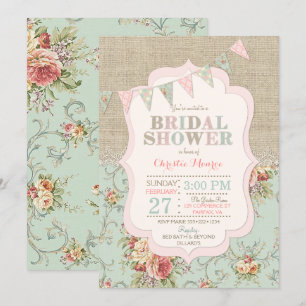 Schabbiges Landhaus Chic Florales Spitze Jute Einladung