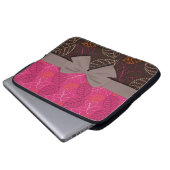 schabbräunlich-rosa-braunes Blattmuster Laptopschutzhülle (Vorne Knopf)