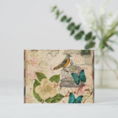 schabby elegance botanischer Vogel französische Pr Postkarte (Stehend Vorderseite)