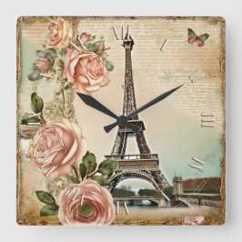schabby paris chic! quadratische wanduhr