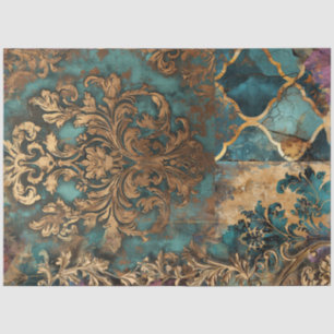 Schabebuch Damast Collage Patina Seidenpapier