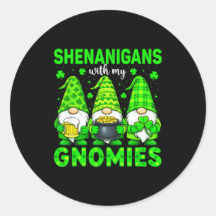 Schabernack mit Gnomies St. Patrick's Day Gnom Män Runder Aufkleber