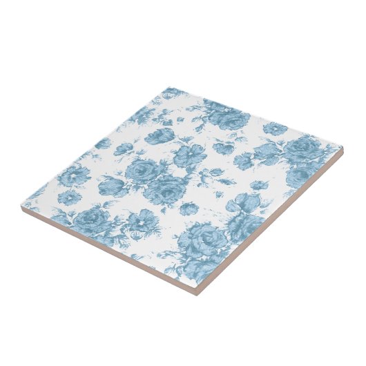 Schäbige blaue Franzosen Toile Fliese (Seite)