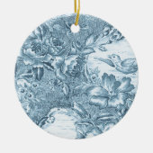 Schäbige blaue Franzosen Toile Keramikornament (Vorne)