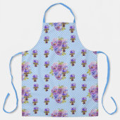 Schäbige blaue Gingham-Blumenküchenschürze Schürze (Vorderseite)